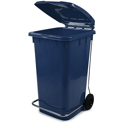 Купить бак мусорный прямоугольный 120л дхшхв 600х480х960 мм на колесах с педалью пластик синий bora 1/3, 1 шт. в Казани