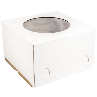 Купить коробка для торта дхшхв 400х400х350 мм до 8 кг с окном картонная белая gdc 1/10, 10 шт./упак в Казани