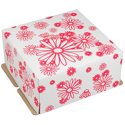 Купить коробка для торта дхшхв 210х210х100 мм до 1 кг квадратная картонная с рисунком 1/100, 100 шт./упак в Казани