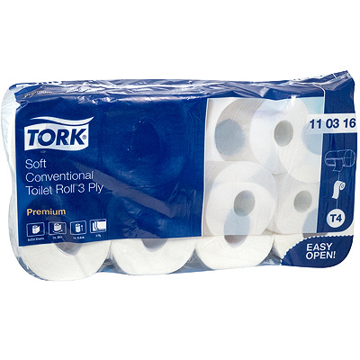 Купить бумага туалетная 3-сл 8 рул/уп tork t4 premium белая sca 1/9 (артикул производителя 110316) в Казани