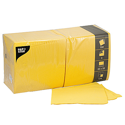 Купить салфетка бумажная желтая 33х33 см 3-сл 250 шт/уп papstar 1/4, 1 шт. (артикул производителя 12485) в Казани