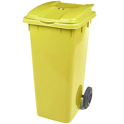 Купить бак мусорный прямоугольный 120л дхшхв 600х480х960 мм на колесах пластик желтый bora 1/1/3 (арт. 996) в Казани