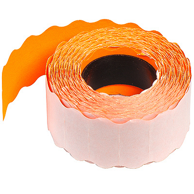 Купить лента этикеточная дхш 26х12 мм самоклеющаяся с волнистым краем оранжевая 1/10, 1 шт. в Казани