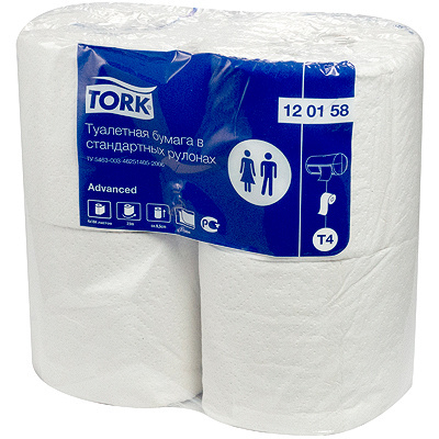 Купить бумага туалетная 2-сл 4 рул/уп tork t4 advanced натурально-белая sca 1/24 (артикул производителя 120158) в Казани
