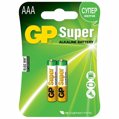 Купить батарейка aaa 2 шт/уп gp super в блистере 1/10, 1 шт. в Казани