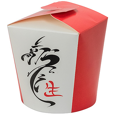 Купить контейнер бумажный china pack 450мл н100хd83 мм с декором китайский дракон, 50 шт./упак в Казани