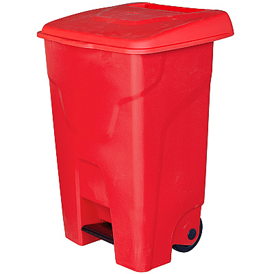 Купить бак мусорный прямоугольный 80л дхшхв 450х505х730 мм на колесах с педалью пластик красный bora 1/1 (арт. 992) в Казани