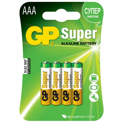 Купить батарейка aaa 4 шт/уп gp super в блистере gp 1/10, 1 шт. в Казани