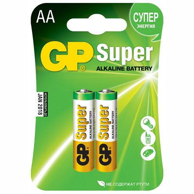 Купить батарейка aa 2 шт/уп gp super в блистере 1/10, 1 шт. в Казани