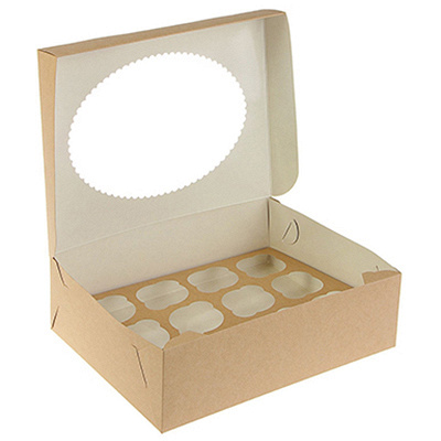 Купить коробка для пирожных дхшхв 330х250х100 мм с окном картон крафт gdc 1/25/100, 25 шт./упак в Казани