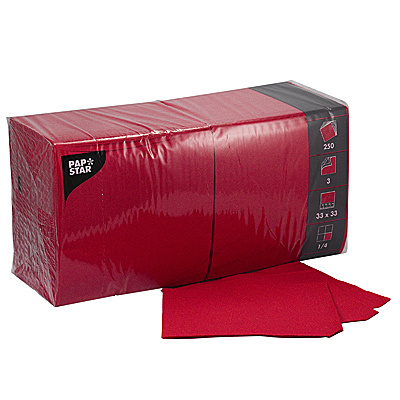 Купить салфетка бумажная красная 33х33 см 3-сл 250 шт/уп papstar 1/4, 1 шт. (артикул производителя 12483) в Казани