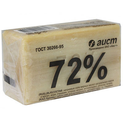 Купить мыло хозяйственное 200г 72% в упаковке светлое аист 1/48, 1 шт. в Казани