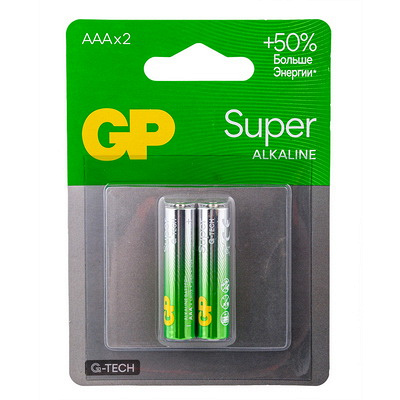 Батарейка AAA 2 шт/уп GP SUPER в блистере Купить батарейка aaa 2 шт/уп gp super в блистере в Казани