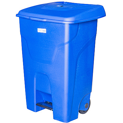 Купить бак мусорный прямоугольный 80л дхшхв 450х505х730 мм на колесах с педалью пластик синий bora 1/1 (арт. 992) в Казани