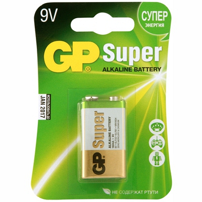 Купить батарейка 9v 1 шт/уп gp super в блистере 1/10, 1 шт. в Казани