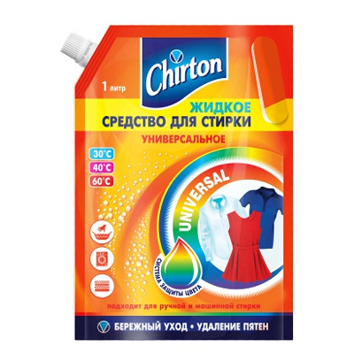 Купить средство для стирки жидкое 1л для любых видов тканей chirton doy-pack gd 1/6, 1 шт. в Казани