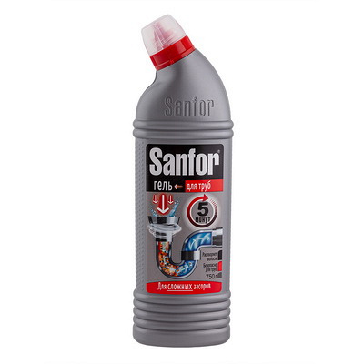Средство для устранения и профилактики засоров 750мл SANFOR гель СЛОЖНЫЕ ЗАСОРЫ СХЗ Купить средство для устранения и профилактики засоров 750мл sanfor гель сложные засоры схз в Казани