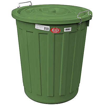 Купить бак мусорный круглый 60л н540хd460 мм с крышкой на зажимах пластик зеленый bora 1/1 (арт. 255) в Казани