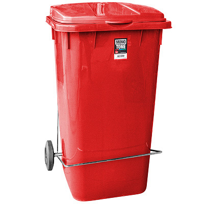 Купить бак мусорный прямоугольный 240л дхшхв 730х580х1050 мм на колесах с педалью пластик красный bora 1/3, 1 шт. в Казани