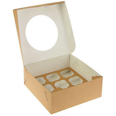Купить коробка для пирожных дхшхв 250х250х100 мм с окном картон крафт gdc 1/25/100, 25 шт./упак в Казани