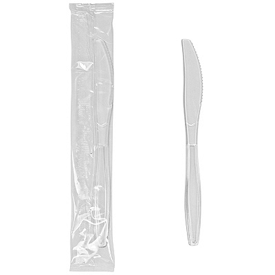 Купить нож столовый н195 мм в индивидуальной упак ps прозрачный duni 1/250, 250 шт./упак в Казани