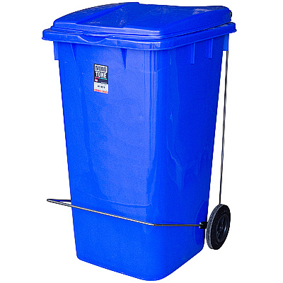 Купить бак мусорный прямоугольный 240л дхшхв 730х580х1050 мм на колесах с педалью пластик синий bora 1/3 (арт. 995) в Казани